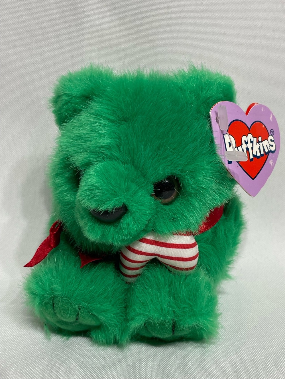 Jingles the Christmas Bear vintage 1997 Puffkins miniature bean plush Like New!